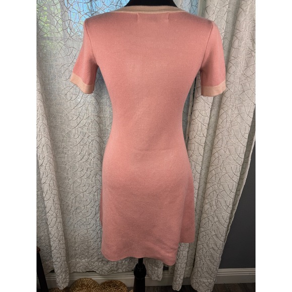 Taylor Pink & Cream Knit Bow Accent Fit & Flare Dress –‎ Size XS - Picture 6 of 8